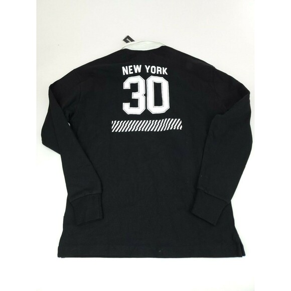 New Express Polo Rugby Long Sleeve Shirt Black New York 30 Size S MSRP $59.90 - Picture 2 of 5